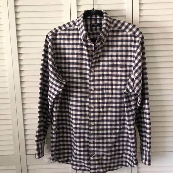 CREMIEUX classic button down‎ plaid shirt size L navy, white, and brown cotton - Picture 1 of 10